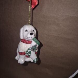 Spode Christmas Holiday Puppy Dog Ceramic Ornament